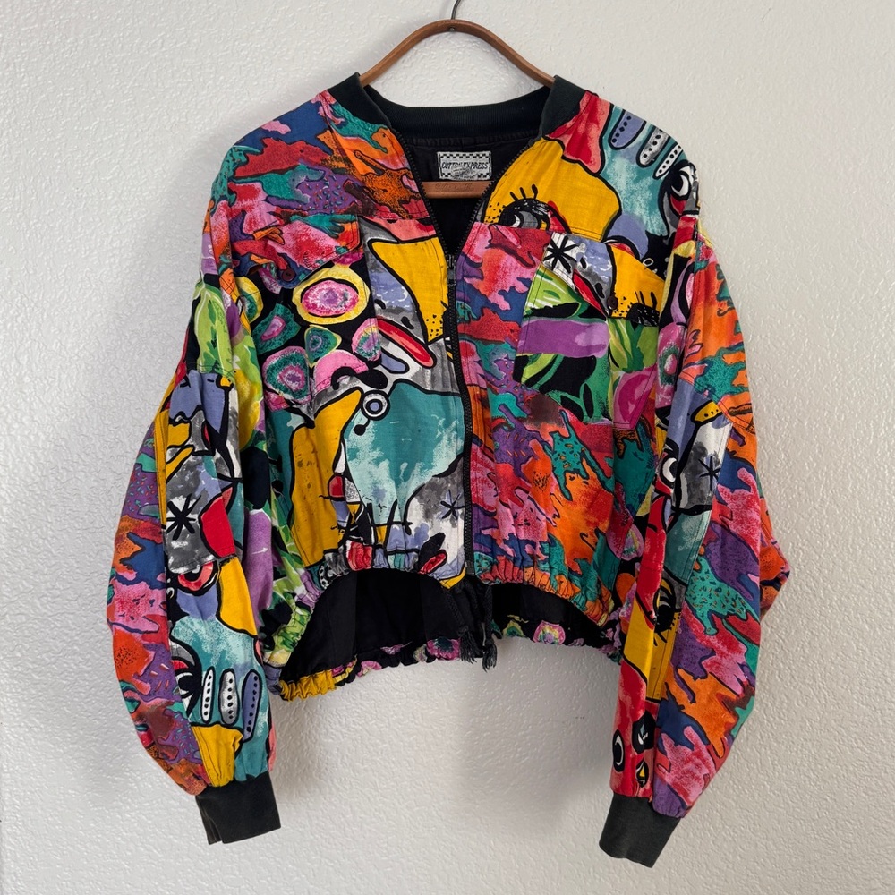 Vintage Women's Cropped Jacket, 80s, Womans Medium, boxy fit